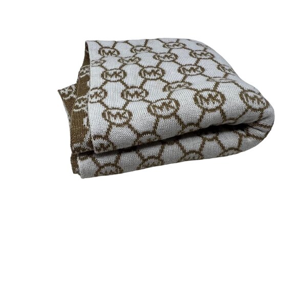 Michael Kors Scarf One Size Jet Set Logo Print Reversible Infinity Muffler White - Picture 2 of 6